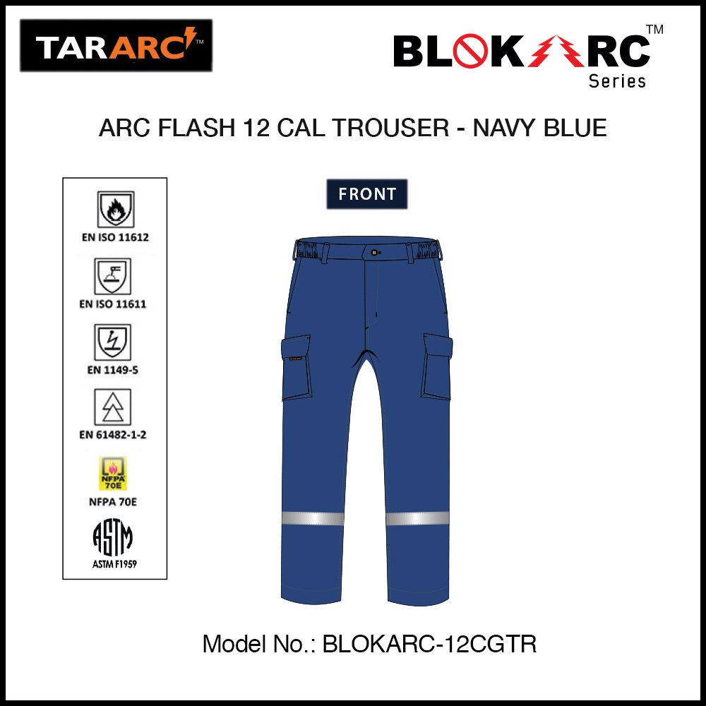Tarasafe Blok-Arc Series Arc Flash Cargo Trousers Navy Blue Size: 30