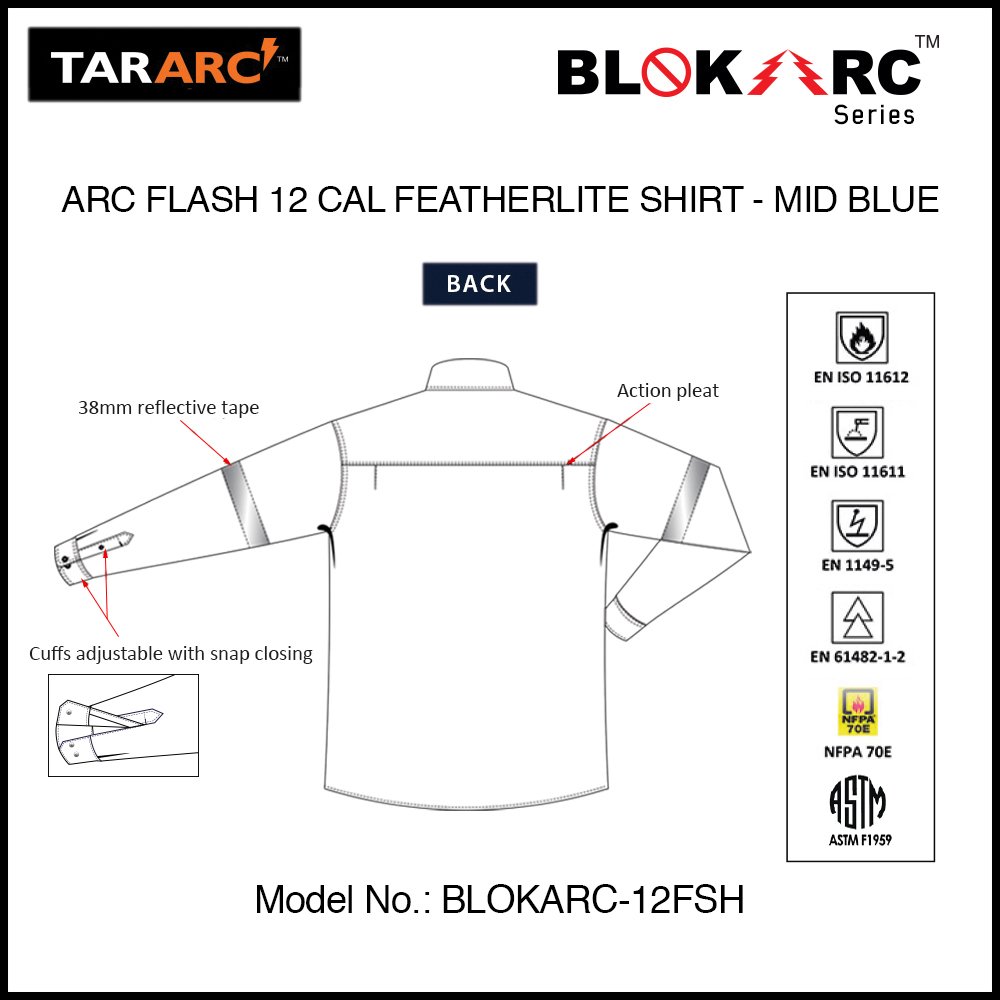 ARC FLASH SHIRT (MEN), ARC RATING: 12 CAL/CM² , HRC 2 - LOTO SAFETY ...