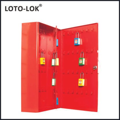 WALL_MOUNTING_RED_STEEL_PADLOCK_CABINET_WITH_112_HOOKS_CABP-STLR-112